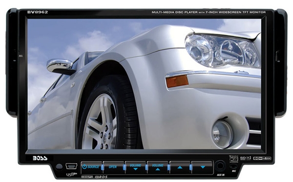 Boss Single DIN Motorized Touchscreen TFT Monitor Multimedia Full Detachable Front Panel USB/SD...