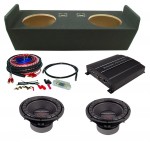 Power Acoustik CW2-104 Sub Chevy S10 Ext Cab Truck 82-09 Loaded Dual 10" Sub Box Enclosure with REP1-2100D Amplifier & 4GA Amp Kit